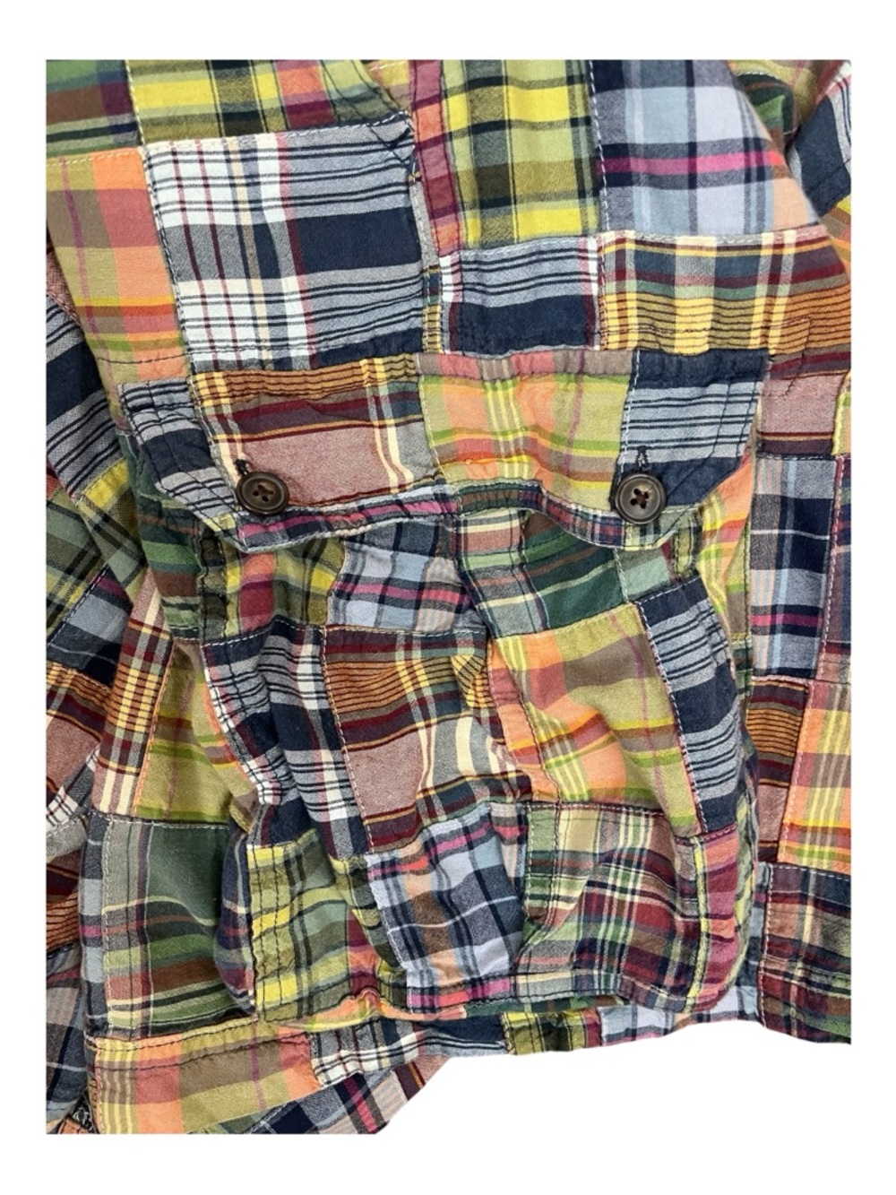 J CREW Mens 32 Multicolor Vintage Madras Plaid Patchwork Flat Front 10" Shorts - Picture 3 of 6